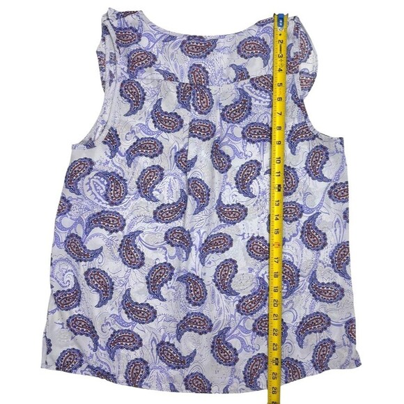 Skies Are Blue Paisley Ruffle Boho Career Airy Career Office Tank Blouse L - Picture 8 of 11